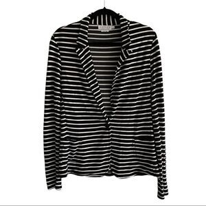 𝅺VELVET BY GRAHAM & SPENCER Striped Lightweight Blazer Jacket Black White L